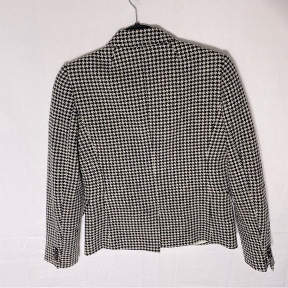 J. Crew Factory Black Cream Wool Blend Houndstooth Blazer 2 - Picture 2 of 13